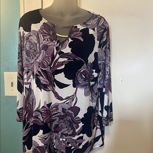 Chico's Purple Multi Color Floral Woman’s Top Size 12